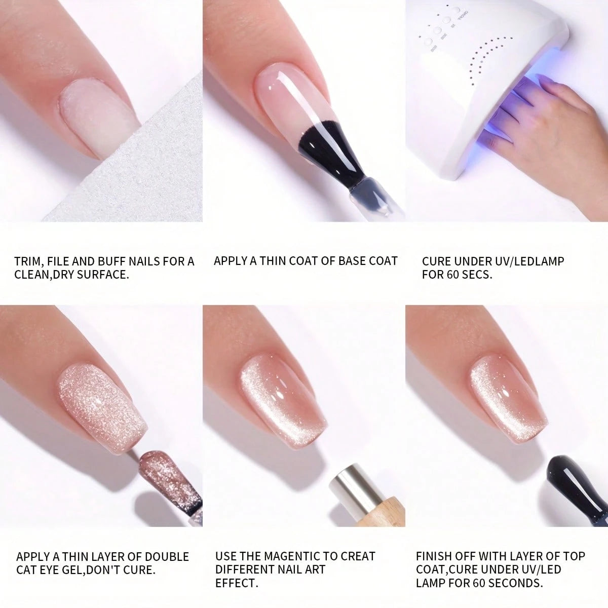 XEIJAYI Cat Eye Nail 2026 Holographic Nail Art 2pcs 15ml Reflective Cat's Eye Magnetic Nail Gel Soaking LED Gel Salon Female Nail Art Tools Fashion Nail Gel