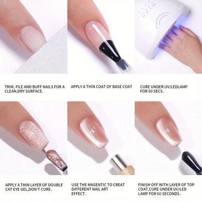 XEIJAYI Cat Eye Nail 2026 Holographic Nail Art 2pcs 15ml Reflective Cat's Eye Magnetic Nail Gel Soaking LED Gel Salon Female Nail Art Tools Fashion Nail Gel