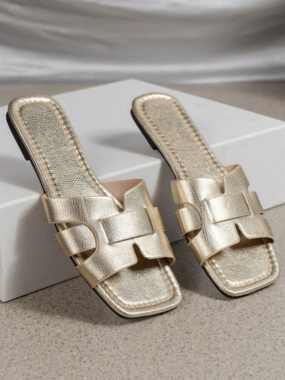 Ximi Ruo Korean Style Women's Casual Flat Slippers, Open Toe Design Suitable For Summer, Fall, Woven Roman Style, Fashionable For Women To Pair With Dresses, For Outdoor Activities On Beach Or By Sea