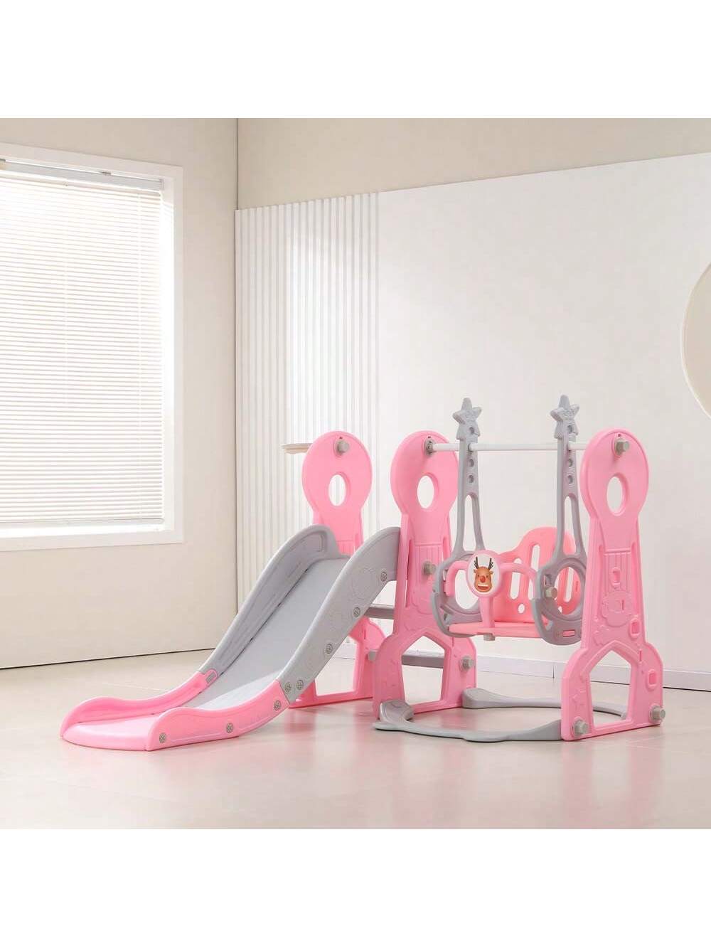 Ximido 4 In 1 Kids Swing And Slide,Indoor Outdoor Playground For Children Baby Swing Set With Slide, Basketball Hoop For Boys And Girls