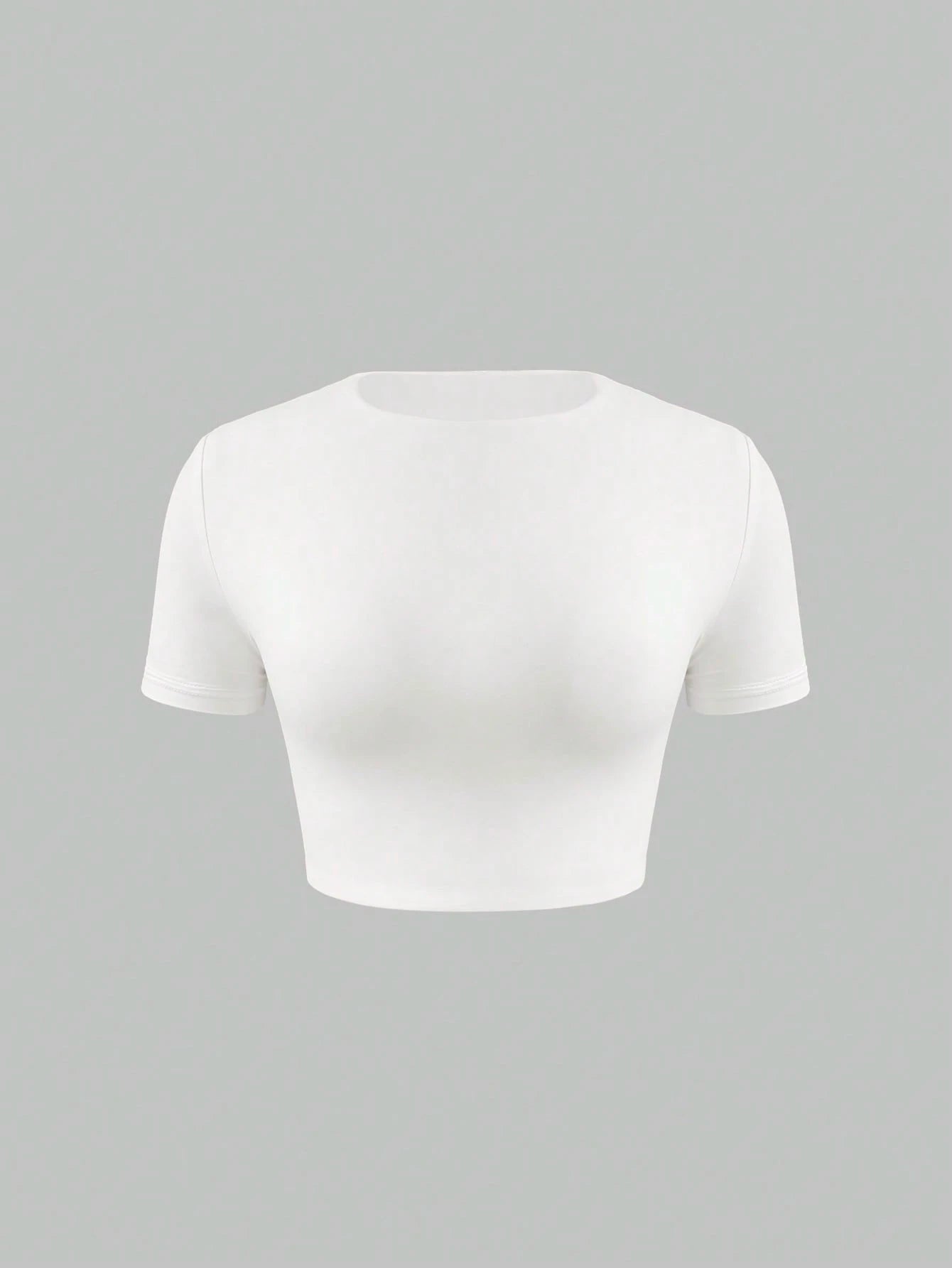 XLLAIS 2025 Fitted Short Sleeve Crew Neck Sports T-Shirt, Cooling Layer, Cute Summer White Top Casual