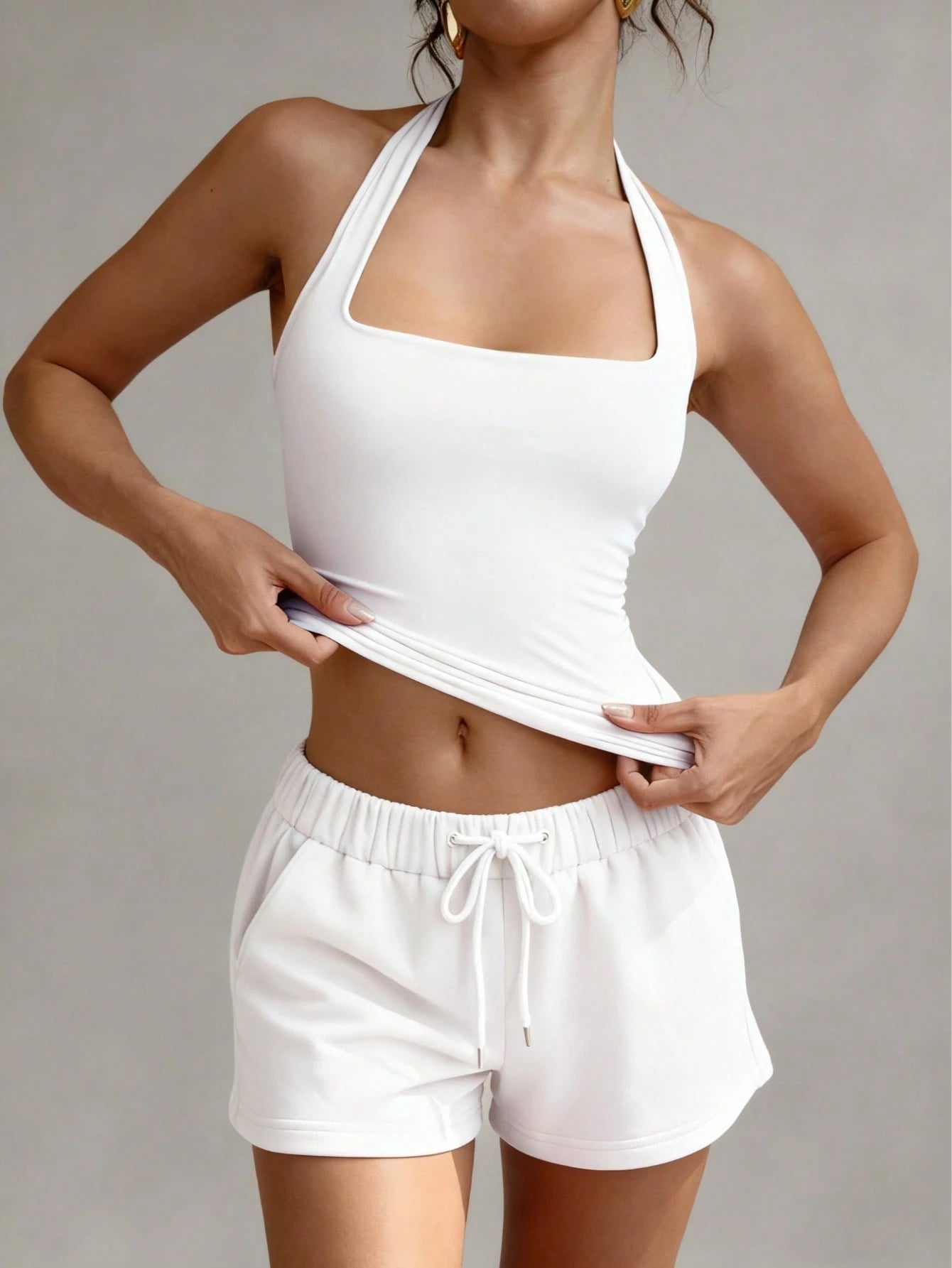 XLLAIS Sexy Backless Camisole, Fashionable Square Neck Elastic Casual Black Fitted Summer Tank Top For Women, Date Night