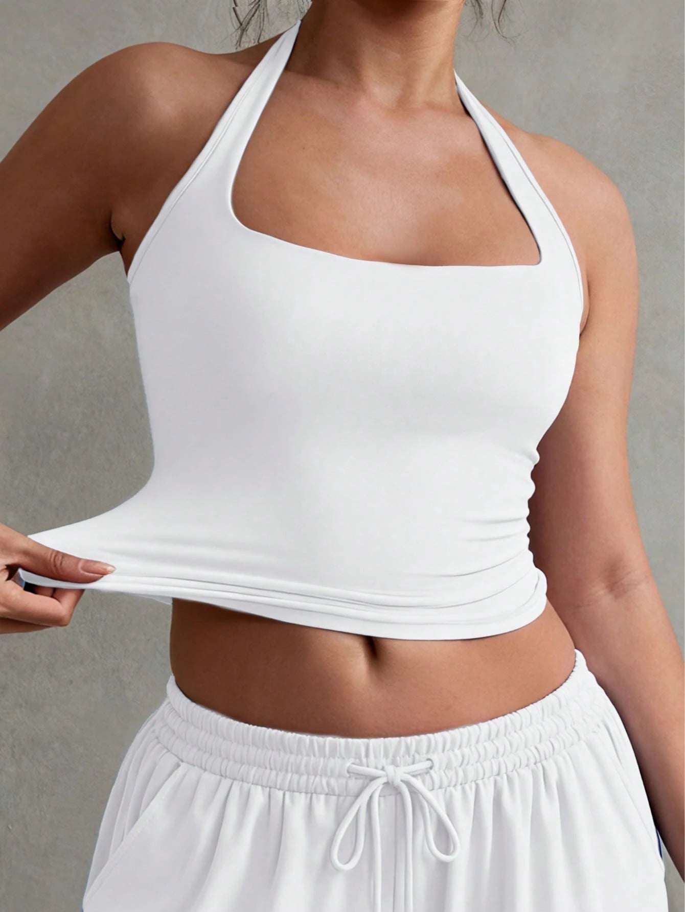 XLLAIS Sexy Backless Camisole, Fashionable Square Neck Elastic Casual Black Fitted Summer Tank Top For Women, Date Night