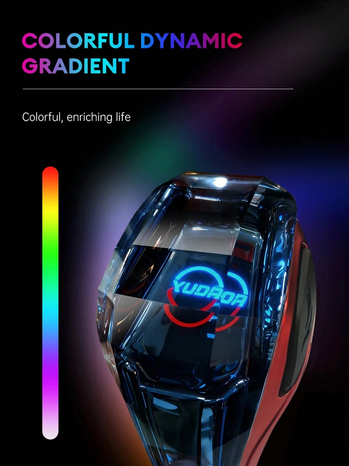 XUDA 2026 New Car Crystal Gear Shift Knob, Crystal Seven-Color LED Light Gear Shift Handle, Cool Color Scheme, Side Lighting, Plug And Play, Comfortable Grip, Wear-Resistant And Scratch-Resistant, Sui