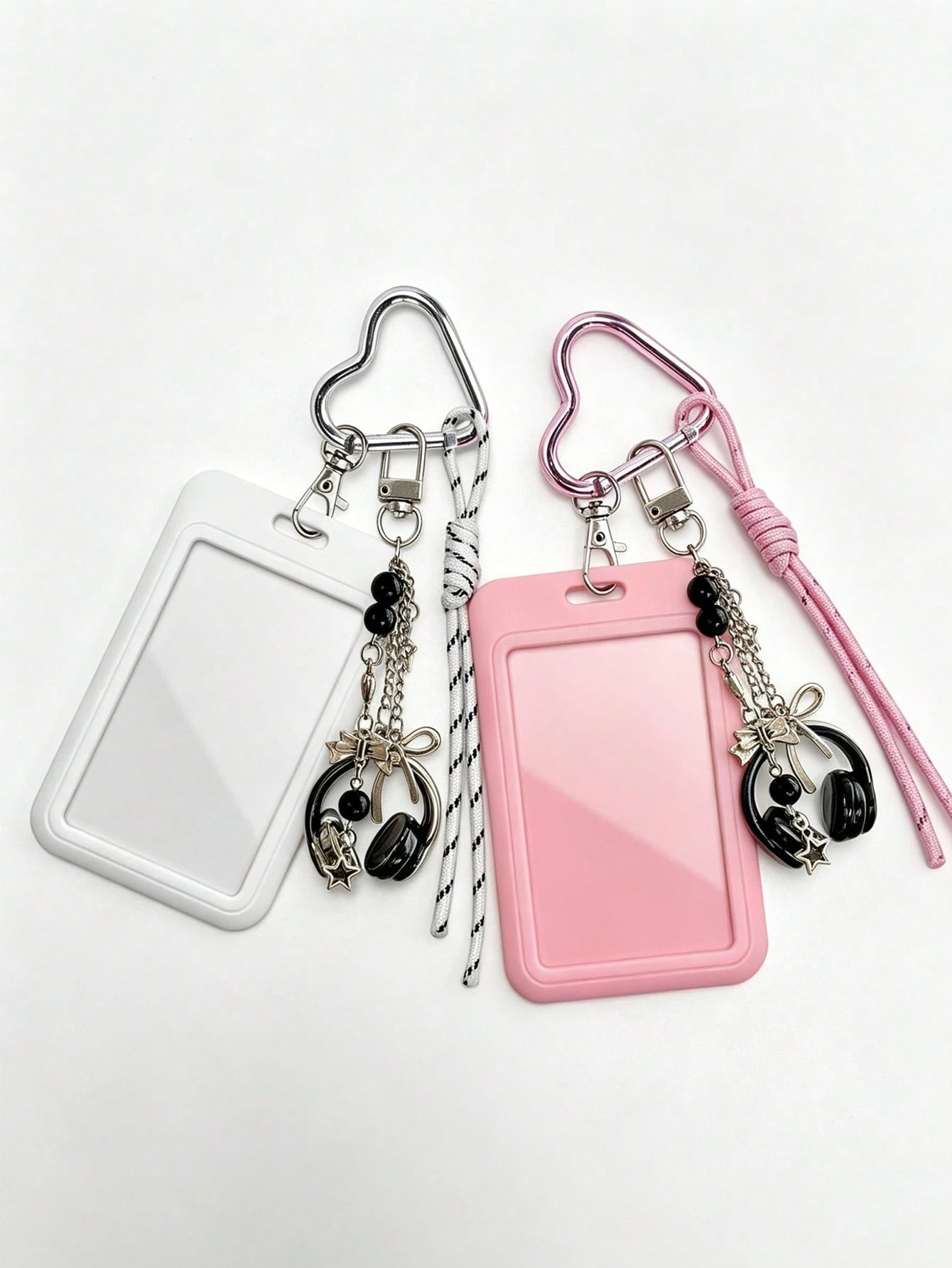 Y2K Card Holder Keychain With Earphone Pendant And Lanyard, Portable ID Holder, Customizable Card Sleeve, Ins Style Bag Charm, ID Holder, Credit Card Holder, Suitable For School/Work/Office/Daily Use