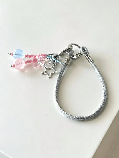 Y2K Creative Lovely Polka Dot Four-Leaf Clover Bow Pendant Mobile Phone Lanyard Summer Chain Hanging Rope Bag Anti-Loss Accessories