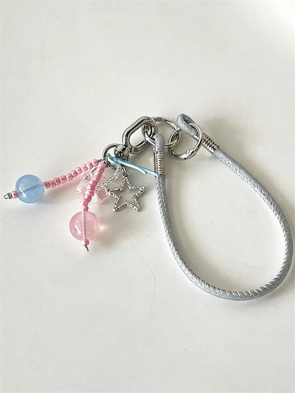 Y2K Creative Lovely Polka Dot Four-Leaf Clover Bow Pendant Mobile Phone Lanyard Summer Chain Hanging Rope Bag Anti-Loss Accessories