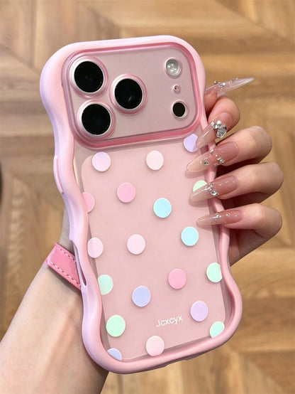 Y2K Cute Full Screen Colorful Polka Dot Semi-Transparent Matte Soft Phone Case, Compatible With IPhone 18 Pro Max 17 Pro Max 17 Pro 17 16 Pro Max 16 Pro 16 15 Pro Max 15 Pro 14 Pro Max 14 Pro 13, Fash