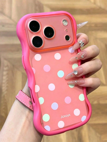 Y2K Cute Full Screen Colorful Polka Dot Semi-Transparent Matte Soft Phone Case, Compatible With IPhone 18 Pro Max 17 Pro Max 17 Pro 17 16 Pro Max 16 Pro 16 15 Pro Max 15 Pro 14 Pro Max 14 Pro 13, Fash