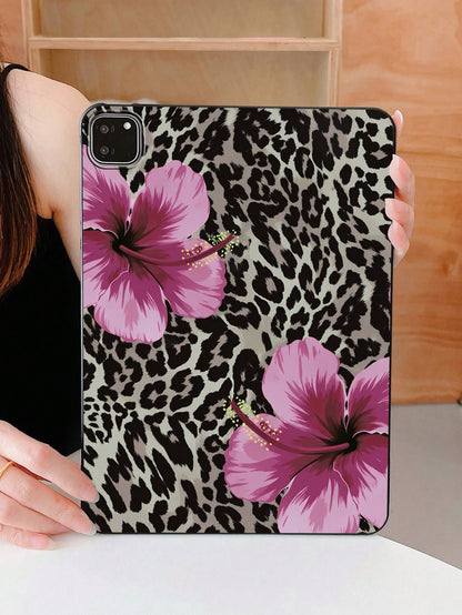 Y2K Leopard Print Hibiscus Flower Tablet Case- Compatible With IPad Case, Shockproof Cute Aesthetic Cover, IPad Accessories Quick Ship Gifts, Compatible With Kindle Case, Compatible With IPad Cases 1