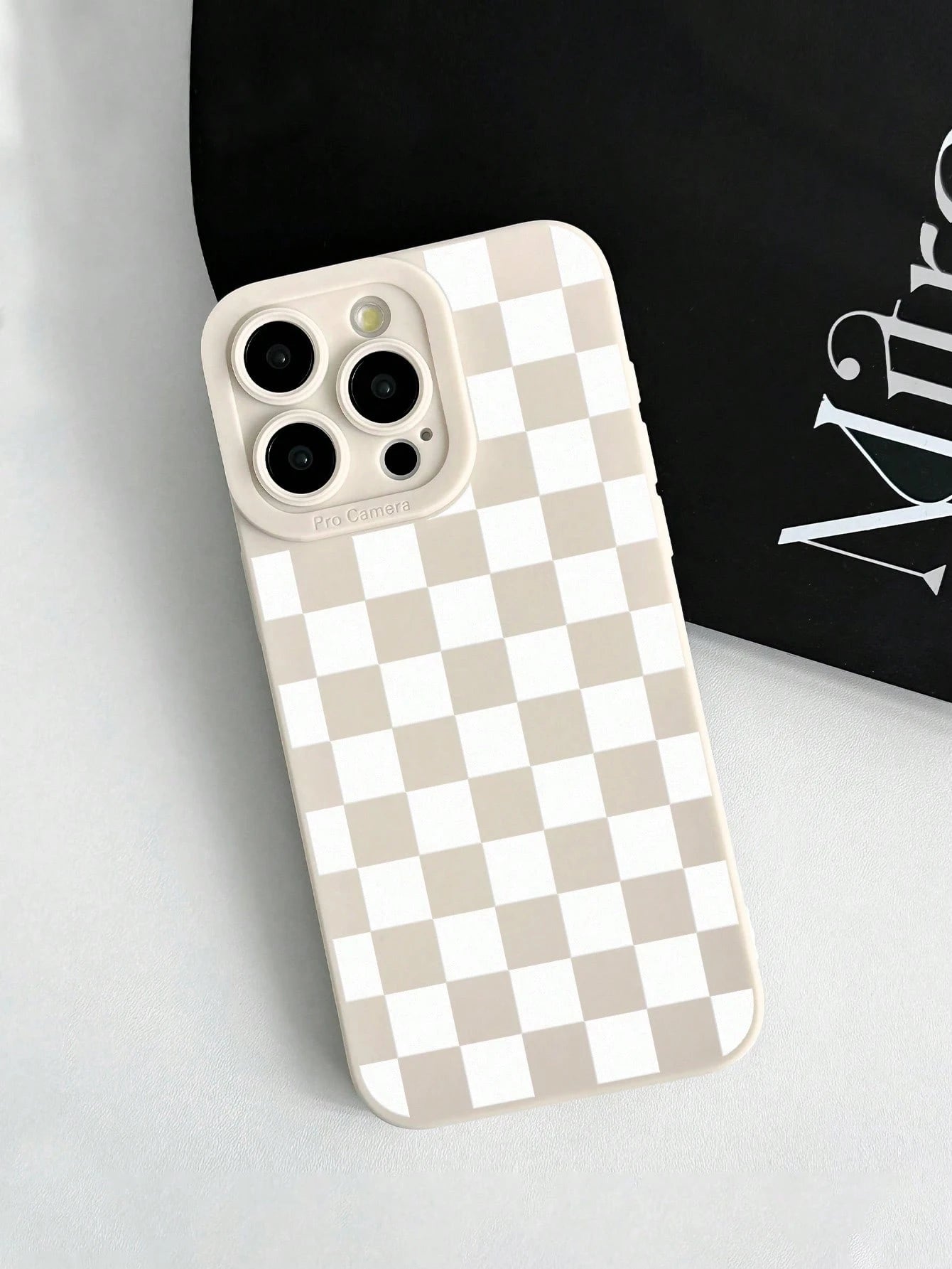 Y2K Matte Milky White Checkerboard Pattern Camera Protection TPU Phone Case, Aesthetic Style, Compatible With IPhone & Galaxy, Covers 16/16 Pro Max, Galaxy Cases, Phone Case, Case 17 Pro Max, Covers