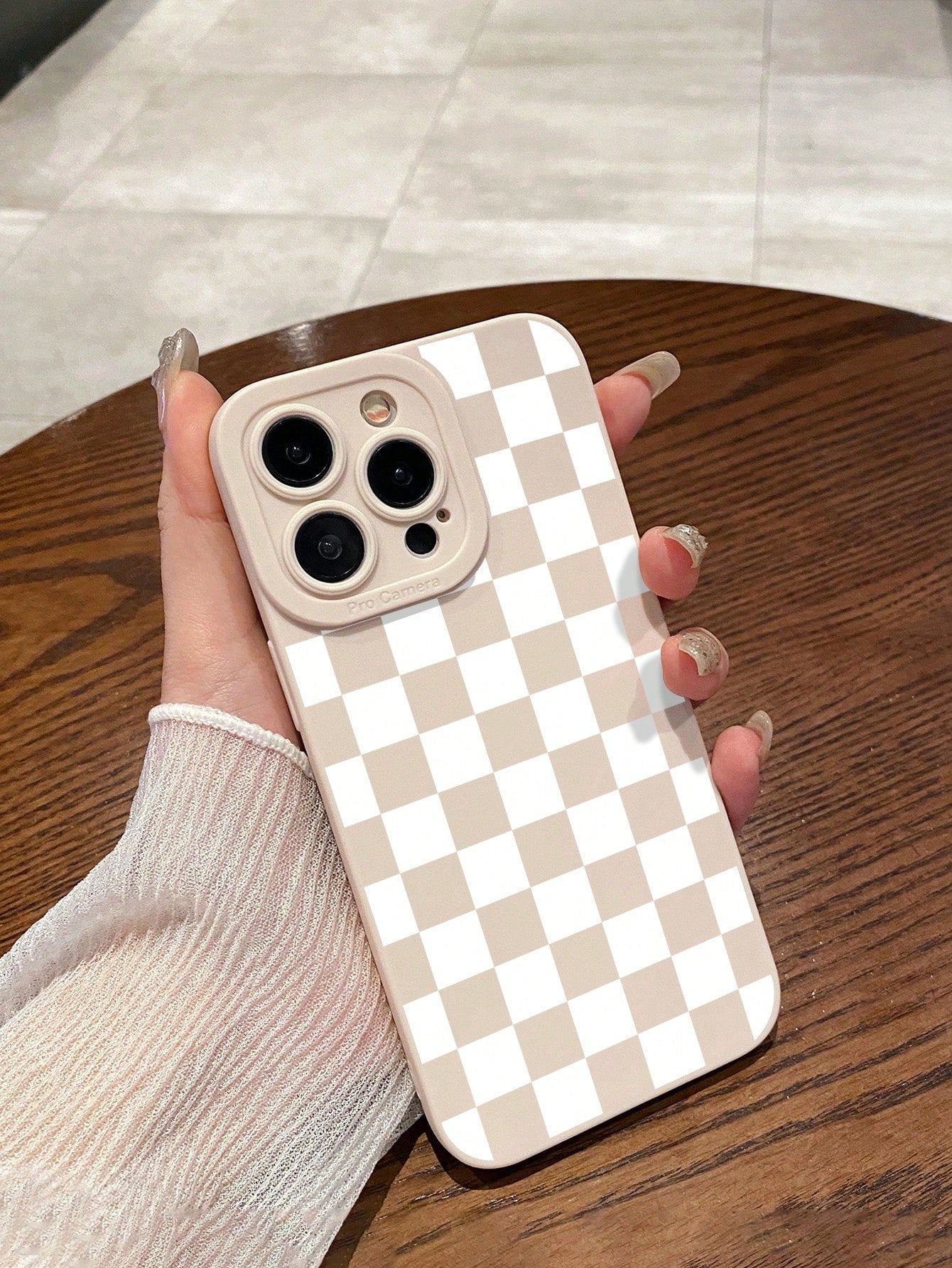 Y2K Matte Milky White Checkerboard Pattern Camera Protection TPU Phone Case, Aesthetic Style, Compatible With IPhone & Galaxy, Covers 16/16 Pro Max, Galaxy Cases, Phone Case, Case 17 Pro Max, Covers