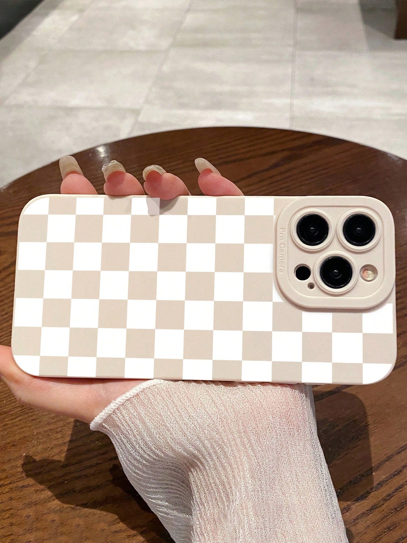 Y2K Matte Milky White Checkerboard Pattern Camera Protection TPU Phone Case, Aesthetic Style, Compatible With IPhone & Galaxy, Covers 16/16 Pro Max, Galaxy Cases, Phone Case, Case 17 Pro Max, Covers