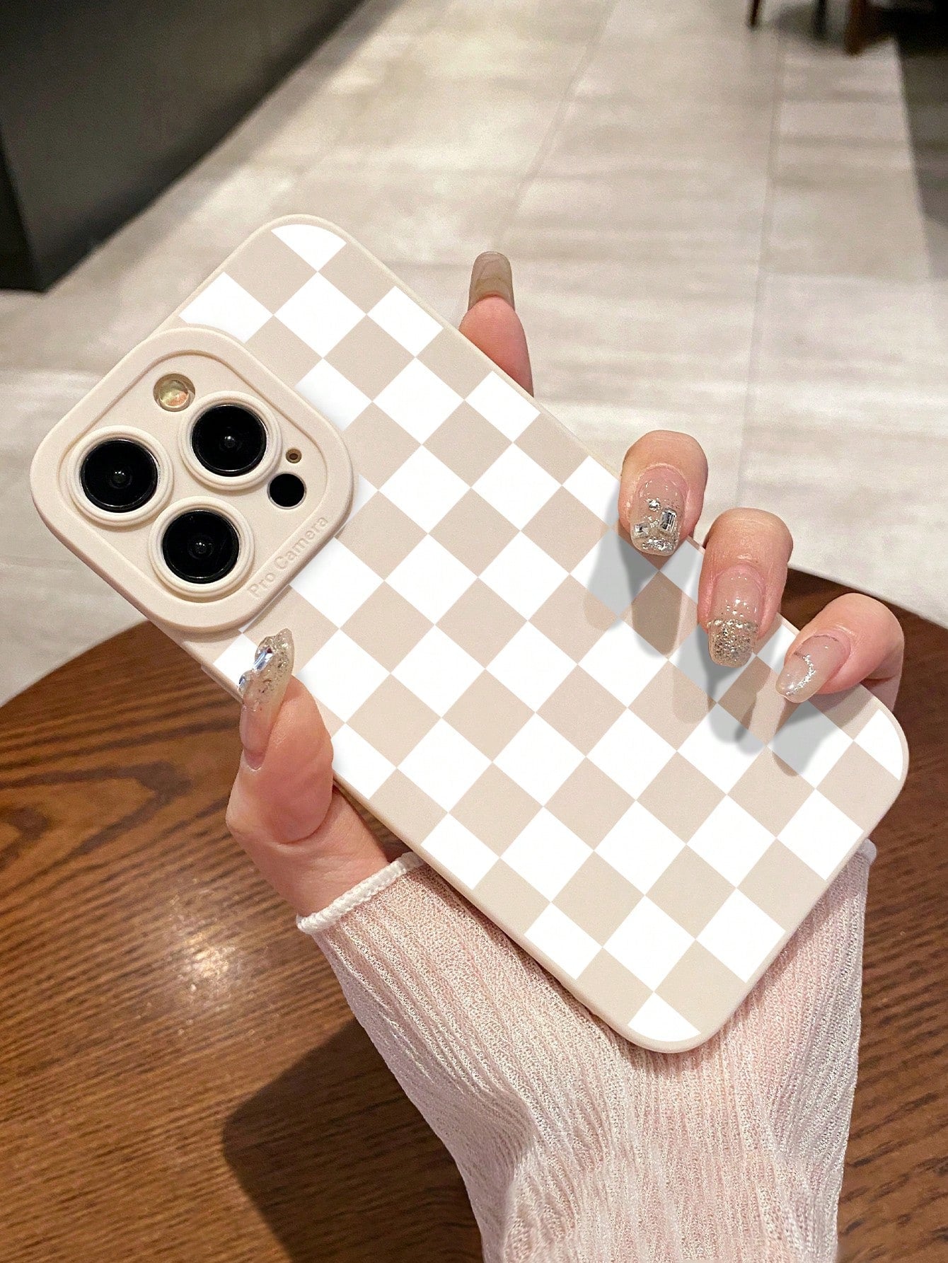 Y2K Matte Milky White Checkerboard Pattern Camera Protection TPU Phone Case, Aesthetic Style, Compatible With IPhone & Galaxy, Covers 16/16 Pro Max, Galaxy Cases, Phone Case, Case 17 Pro Max, Covers
