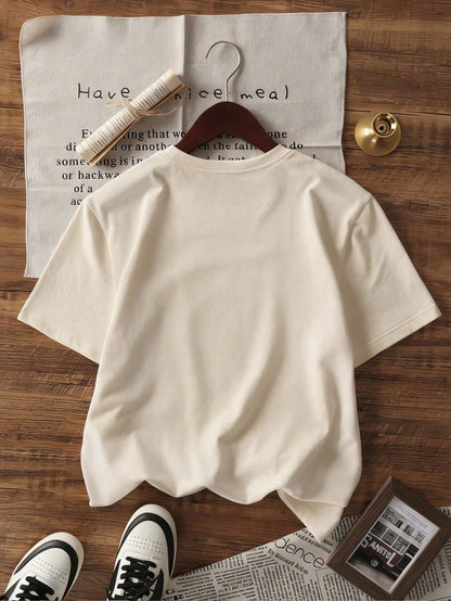 Y2K Women's Cute Graphic T-Shirt, Indie Style Colorful Crayon & Rainbow Print Short Sleeve Top, Sweet Casual Preppy Style Blouse Summer, Aesthetic