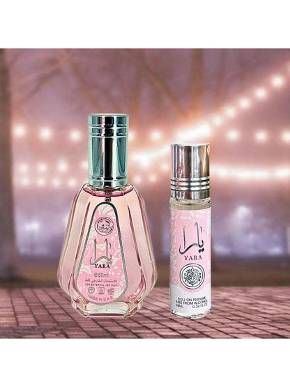Yara Mini Bundle For Women (50 Ml EDP Spray+10 Ml Roll On Perfume Oil), Fragrance, Perfume, Unisex, Long Lasting, Parfum, Scent, Notes, Signature, Luxury, Gift, Collection, Classic, Set, Original