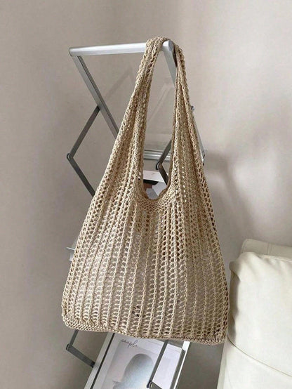 Yogodlns Women's Fashion Crochet Hollow Shoulder Underarm Bag, Summer Beach Tote Bag, Bohemian Style Handbag