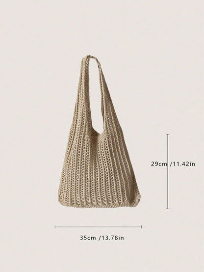 Yogodlns Women's Fashion Crochet Hollow Shoulder Underarm Bag, Summer Beach Tote Bag, Bohemian Style Handbag