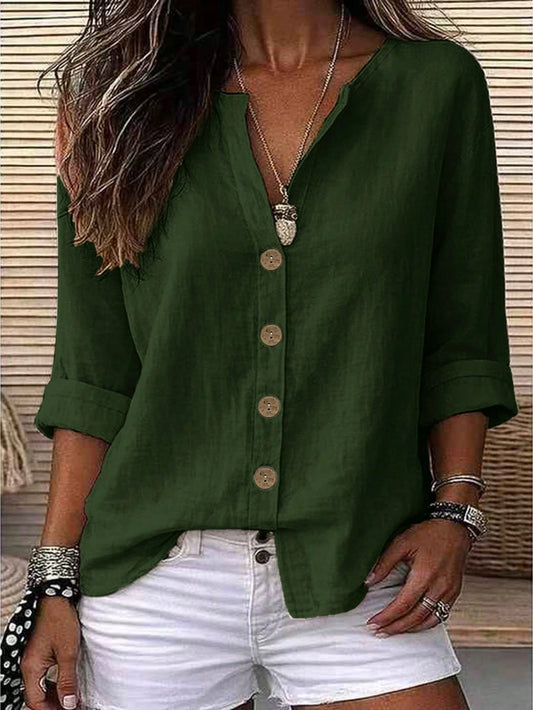 Zayélia Lady's Smooth-Woven Elegant And Simple Casual Summer Blouse, Work Shirt