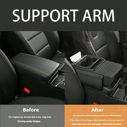 ZBEZBE Universal Car Armrest Pad Convenient With Pocket And Tissue Box Bottle Holder Suitable For Most Vehicles