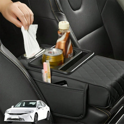 ZBEZBE Universal Car Armrest Pad Convenient With Pocket And Tissue Box Bottle Holder Suitable For Most Vehicles