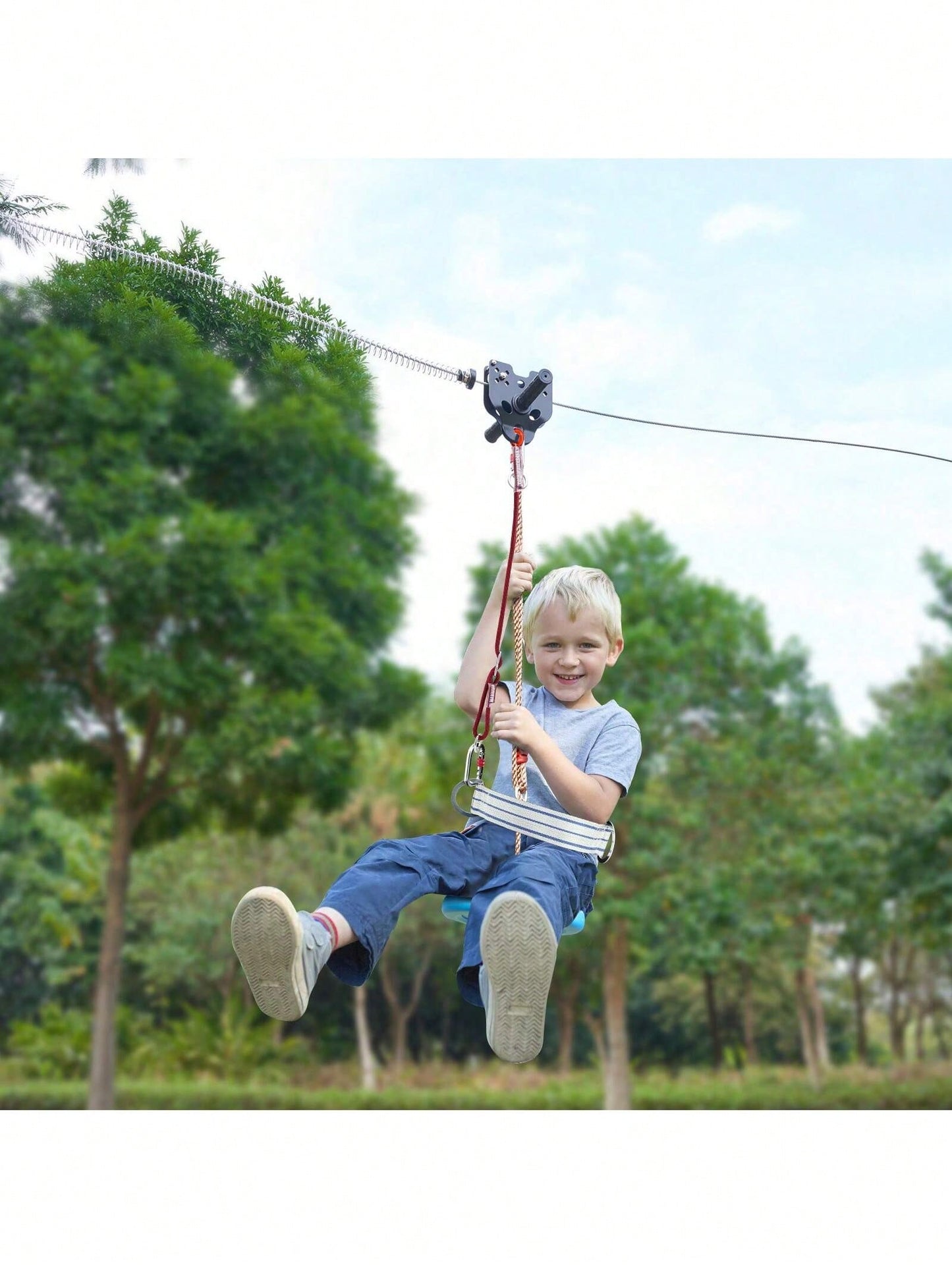 Zipline Kit For Kids And Adult, 60 Ft Zip Line Kits Up To 500 Lb, Backyard Outdoor Quick Setup Zipline, Playground Entertainment With Stainless Steel Zipline, Spring Brake, Safety Harness, Seat