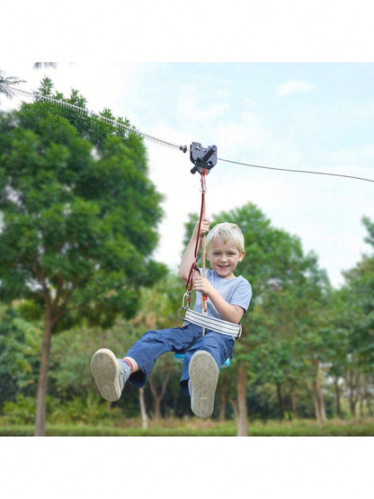 Zipline Kit For Kids And Adult, 60 Ft Zip Line Kits Up To 500 Lb, Backyard Outdoor Quick Setup Zipline, Playground Entertainment With Stainless Steel Zipline, Spring Brake, Safety Harness, Seat