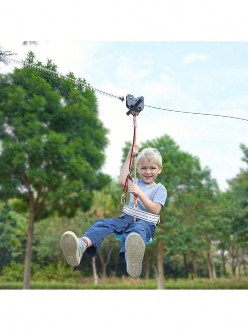 Zipline Kit For Kids And Adult, 60 Ft Zip Line Kits Up To 500 Lb, Backyard Outdoor Quick Setup Zipline, Playground Entertainment With Stainless Steel Zipline, Spring Brake, Safety Harness, Seat