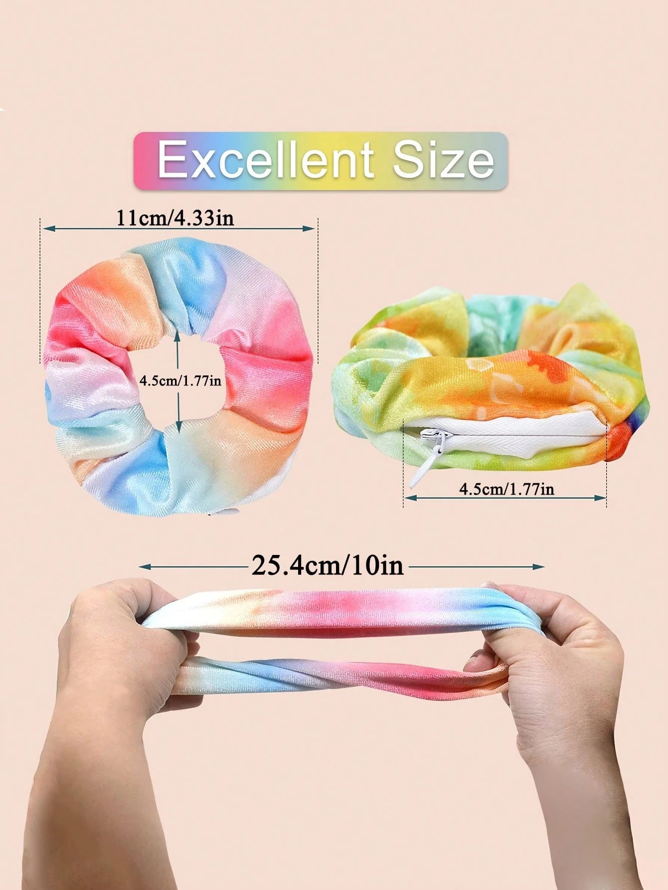 Zipper Hair Scrunchie, Multi-Functional Hair Tie Storage Bag, Velvet Hair Scrunchie With Hidden Pocket, Pocket Hair Scrunchie, Hair Tie Storage Bag