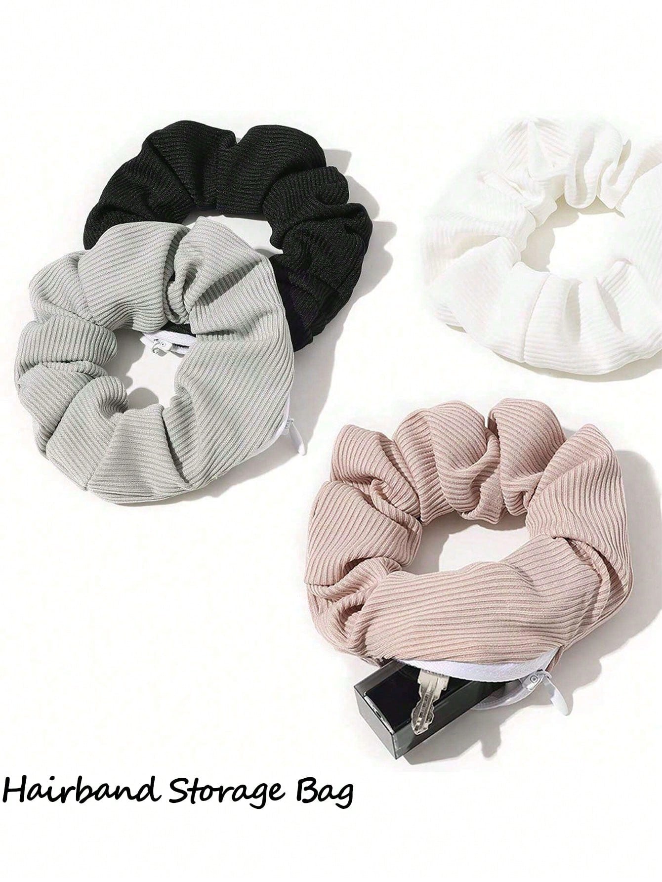 Zipper Hair Scrunchie, Multi-Functional Hair Tie Storage Bag, Velvet Hair Scrunchie With Hidden Pocket, Pocket Hair Scrunchie, Hair Tie Storage Bag