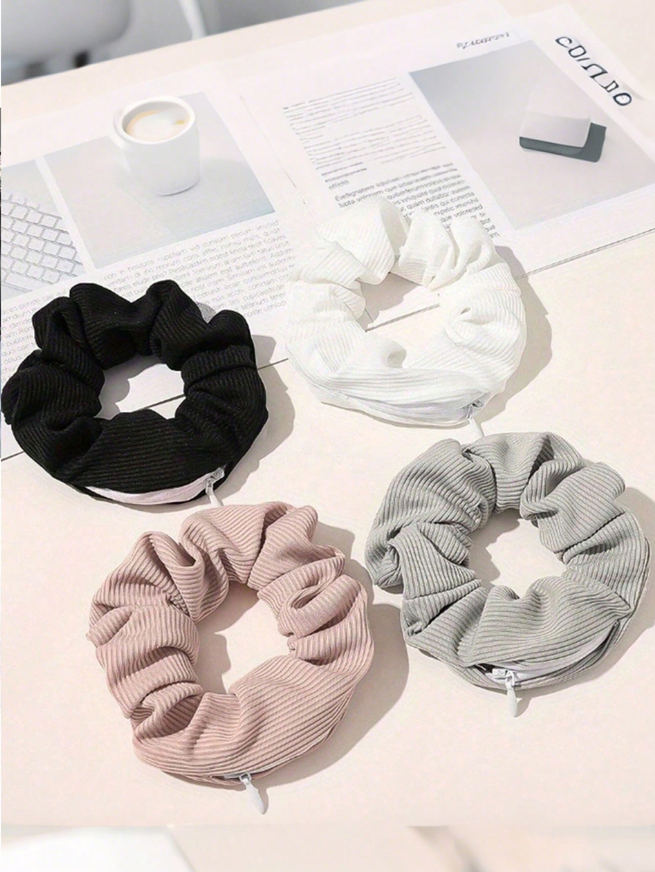 Zipper Hair Scrunchie, Multi-Functional Hair Tie Storage Bag, Velvet Hair Scrunchie With Hidden Pocket, Pocket Hair Scrunchie, Hair Tie Storage Bag