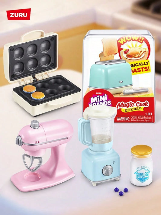 ZURU 1Set Mini Brands Fill The Fridge Playset With Built-In UV Light, DIY Resin Miniature Food Craft Toy, 2 Mystery Capsules, Exclusive Recipe & Mini Food Replicas Gift For Kids, Teens & Collectors