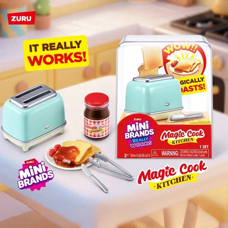 ZURU 1Set Mini Brands Fill The Fridge Playset With Built-In UV Light, DIY Resin Miniature Food Craft Toy, 2 Mystery Capsules, Exclusive Recipe & Mini Food Replicas Gift For Kids, Teens & Collectors