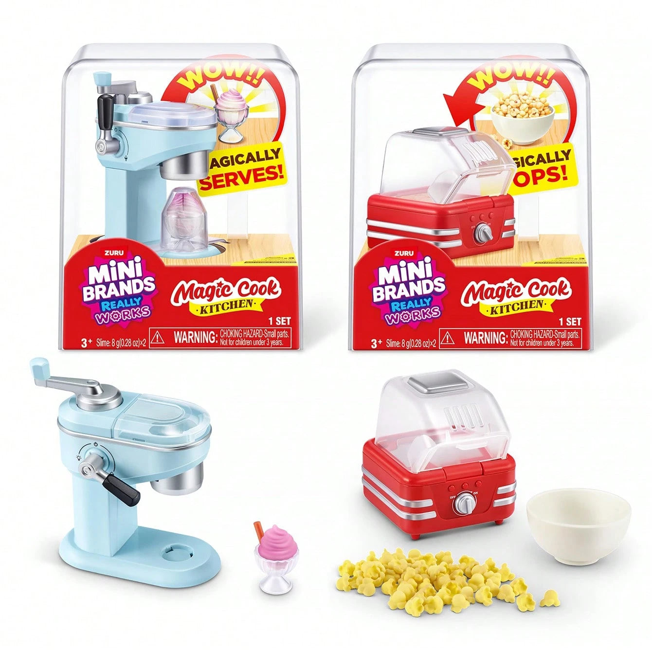 ZURU 1Set Mini Brands Fill The Fridge Playset With Built-In UV Light, DIY Resin Miniature Food Craft Toy, 2 Mystery Capsules, Exclusive Recipe & Mini Food Replicas Gift For Kids, Teens & Collectors